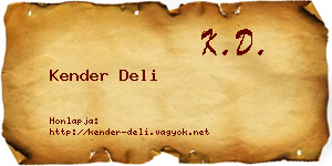 Kender Deli névjegykártya